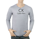Men's Full Sleeves Round Neck Lycra Printed T-Shirt - Grey, Men, T-Shirts And Polos, Chase Value, Chase Value