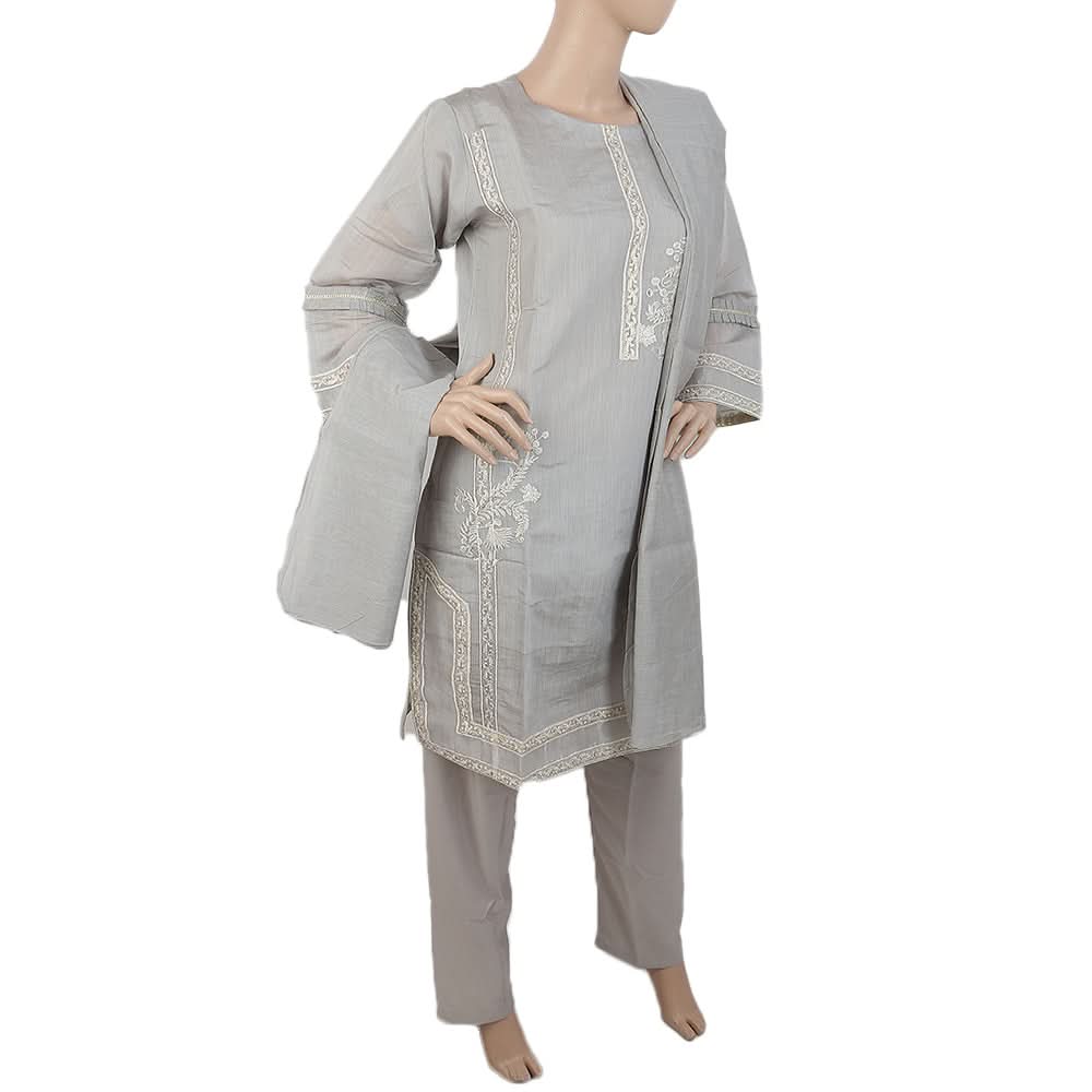 Women's Embroidered Fancy 3Pcs Suit - Grey, Women, Shalwar Suits, Chase Value, Chase Value