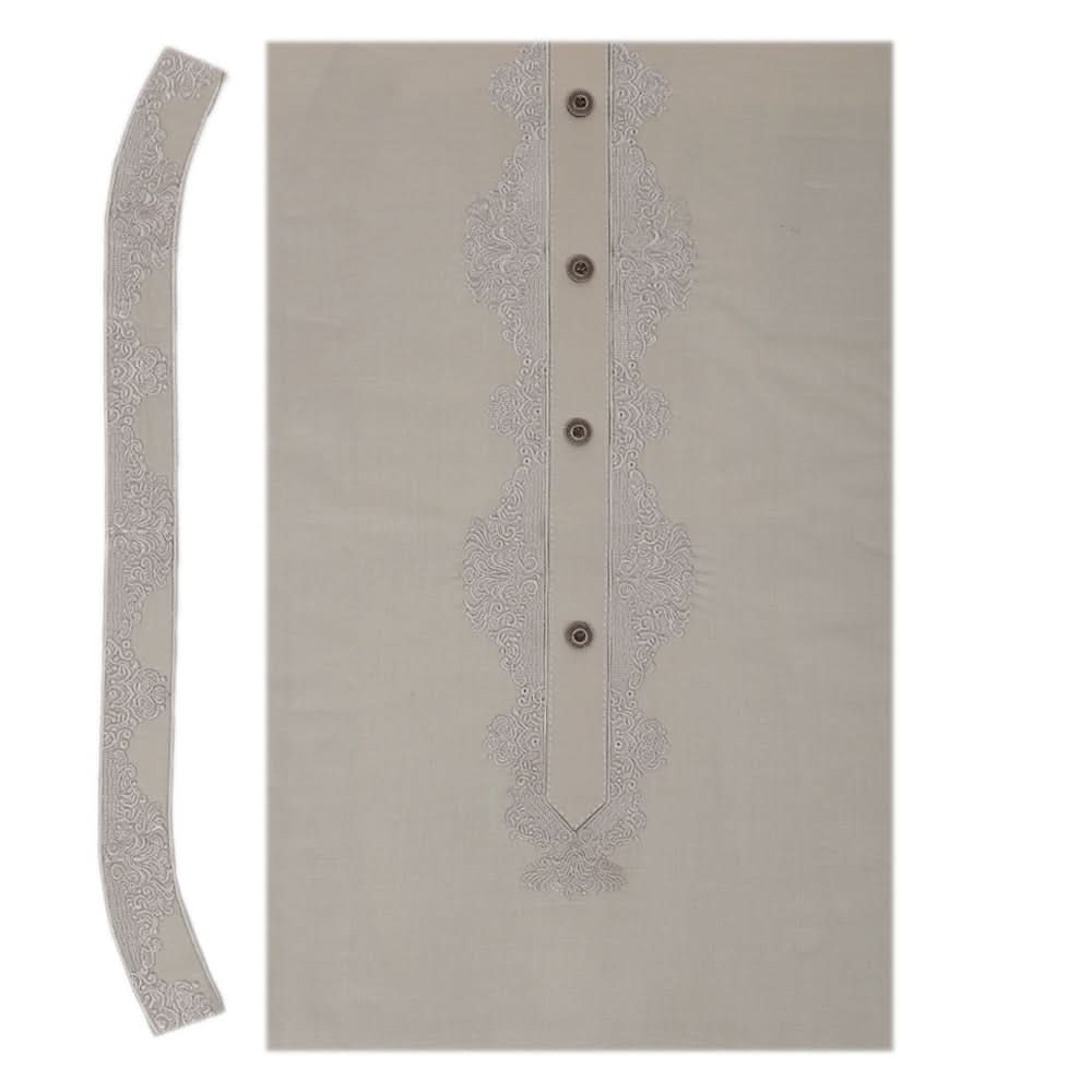 Men's Mashriq Embroidered Un-Stitched Suit - Grey, Men, Unstitched Fabric, Chase Value, Chase Value