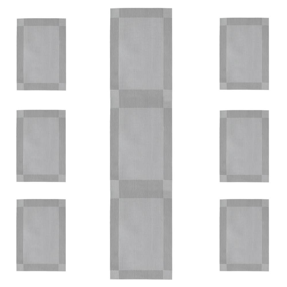 Table Mat with Runner - 7Pcs - Grey, Home & Lifestyle, Mats, Chase Value, Chase Value