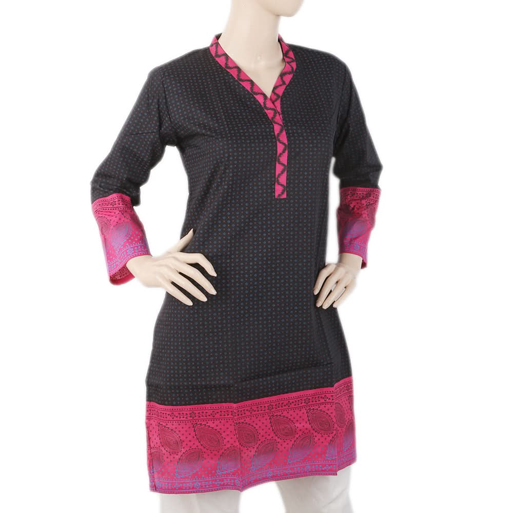 Women's Printed Cotton Kurti - Black, Women, Ready Kurtis, Chase Value, Chase Value