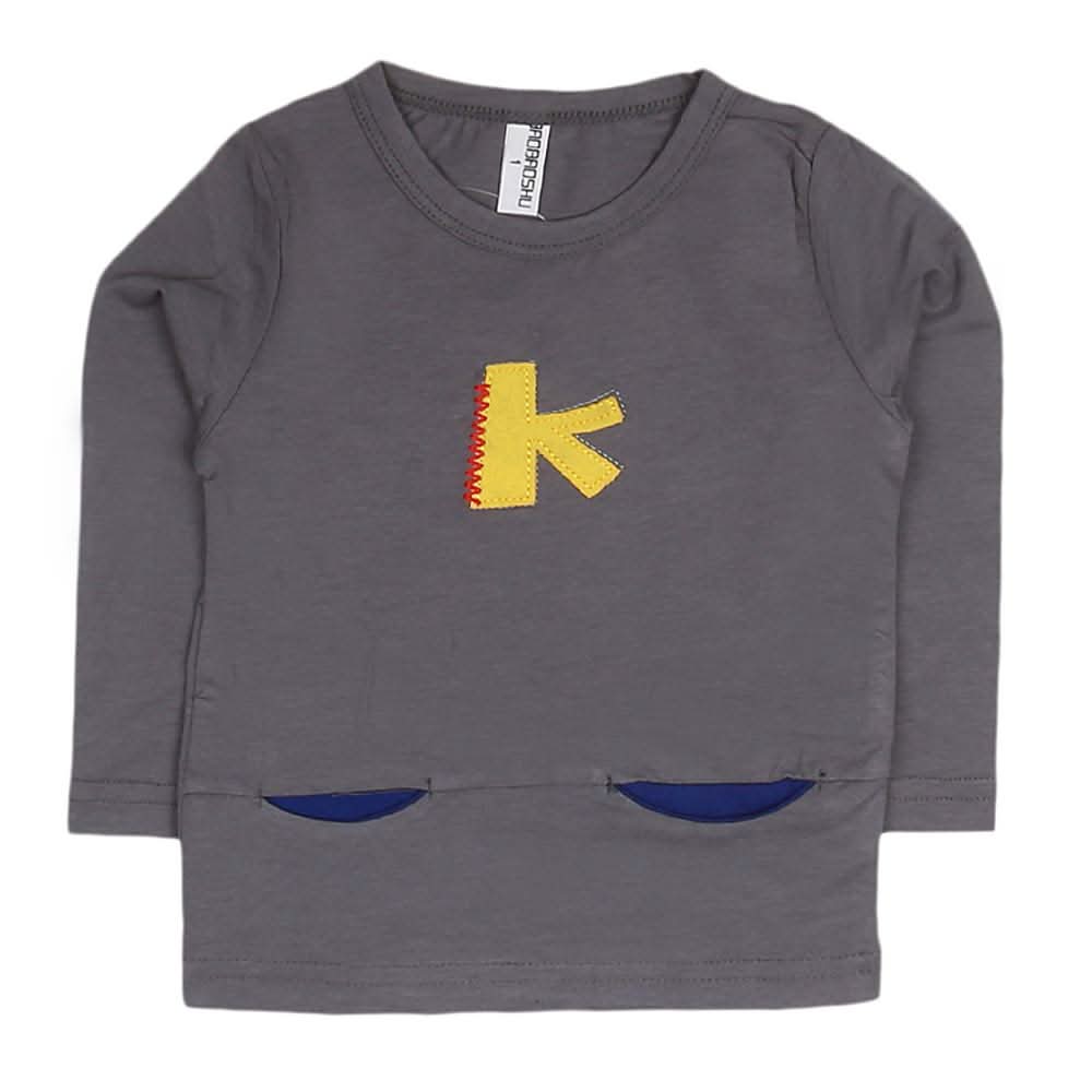 Boys Full Sleeves T-Shirt - Grey, Kids, Boys T-Shirts, Chase Value, Chase Value