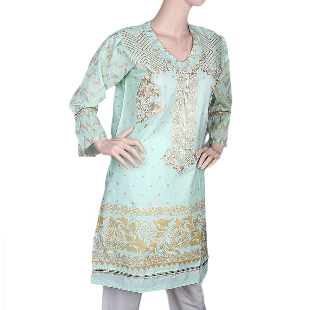 Women's Embroidered Kurti - Sea Green, Women, Ready Kurtis, Chase Value, Chase Value