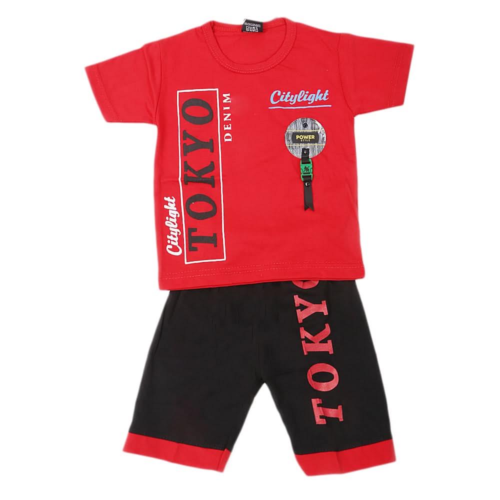 Boys Short Suit - Red, Kids, Boys Sets And Suits, Chase Value, Chase Value