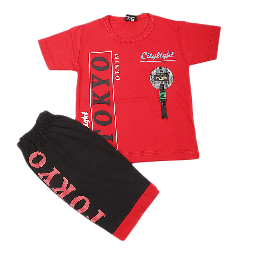 Boys Short Suit - Red, Kids, Boys Sets And Suits, Chase Value, Chase Value