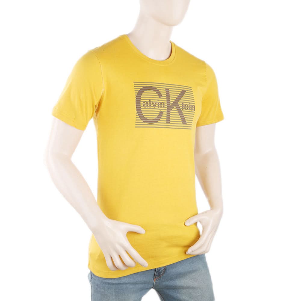 Men's Round Neck Half Sleeves T-Shirt - Mustard, Men, T-Shirts And Polos, Chase Value, Chase Value