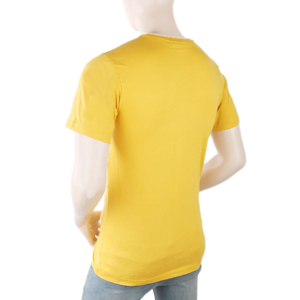Men's Round Neck Half Sleeves T-Shirt - Mustard, Men, T-Shirts And Polos, Chase Value, Chase Value