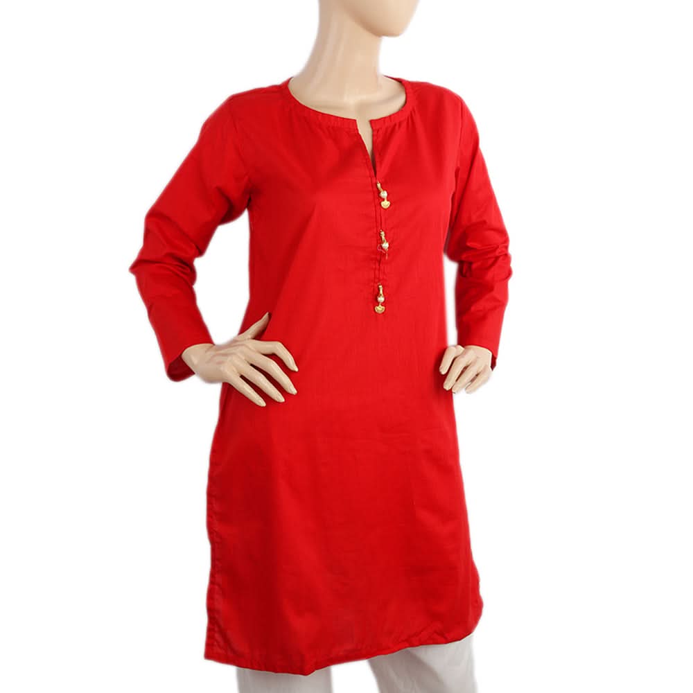 Women's Doria Kurti - Red, Women Ready Kurtis, Chase Value, Chase Value