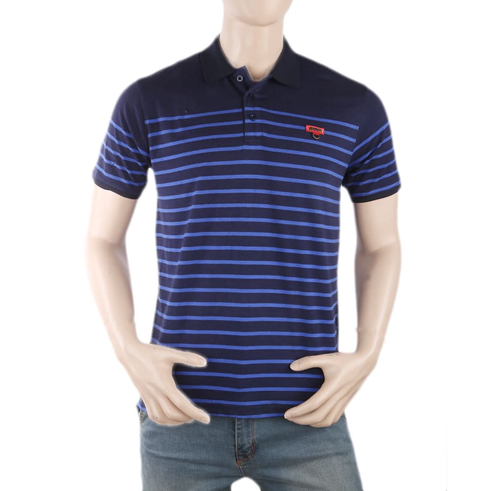 Men's Yarn Dyed Half Sleeves Polo T-Shirt - Navy Blue, Men, T-Shirts And Polos, Chase Value, Chase Value