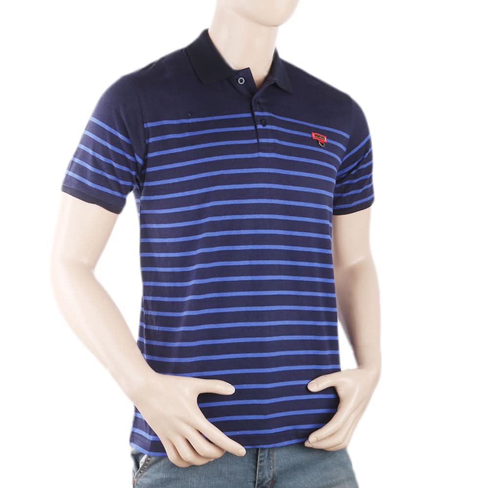 Men's Yarn Dyed Half Sleeves Polo T-Shirt - Navy Blue, Men, T-Shirts And Polos, Chase Value, Chase Value