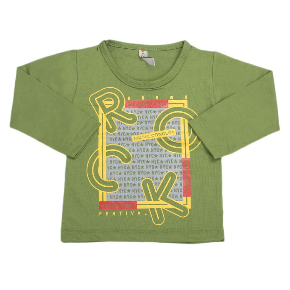Boys Full Sleeves T-Shirt  8734 - Green, Kids, Boys T-Shirts, Chase Value, Chase Value