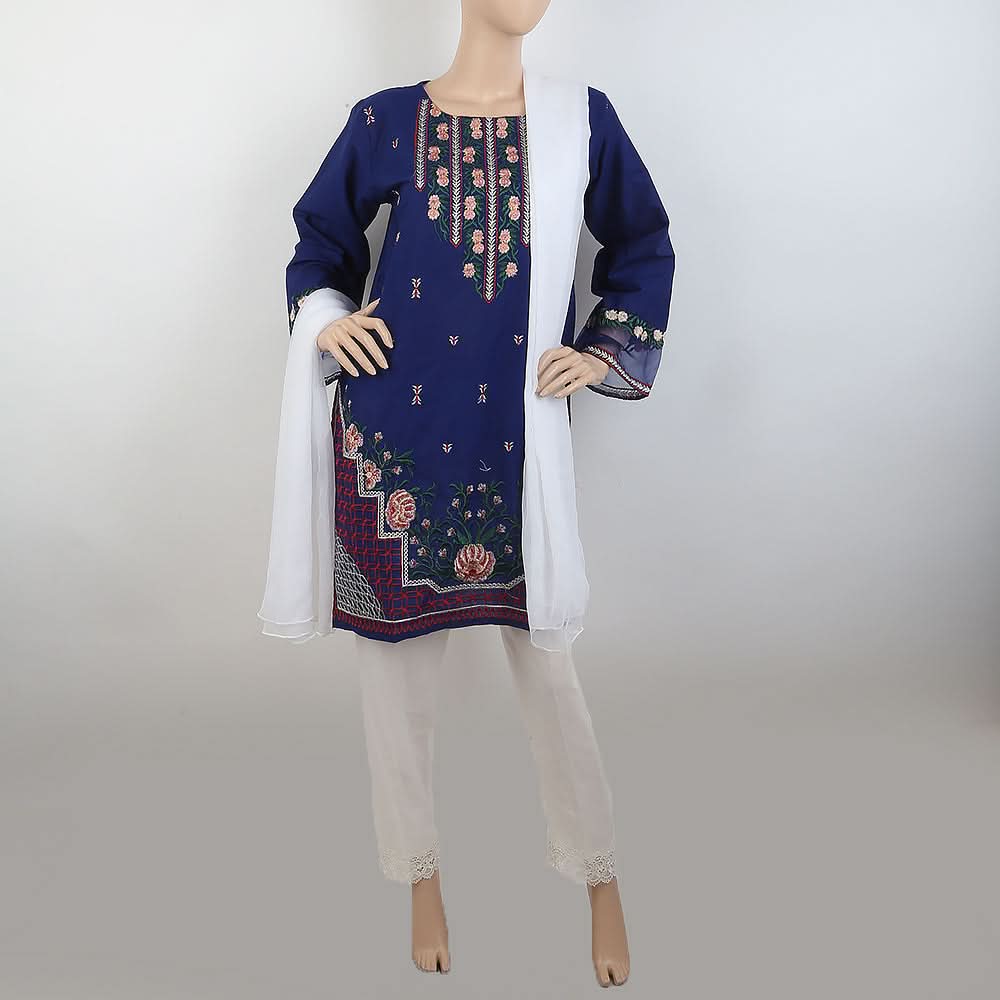 Women's Embroidered 3 Piece Suit - Royal Blue, Women, Shalwar Suits, Chase Value, Chase Value