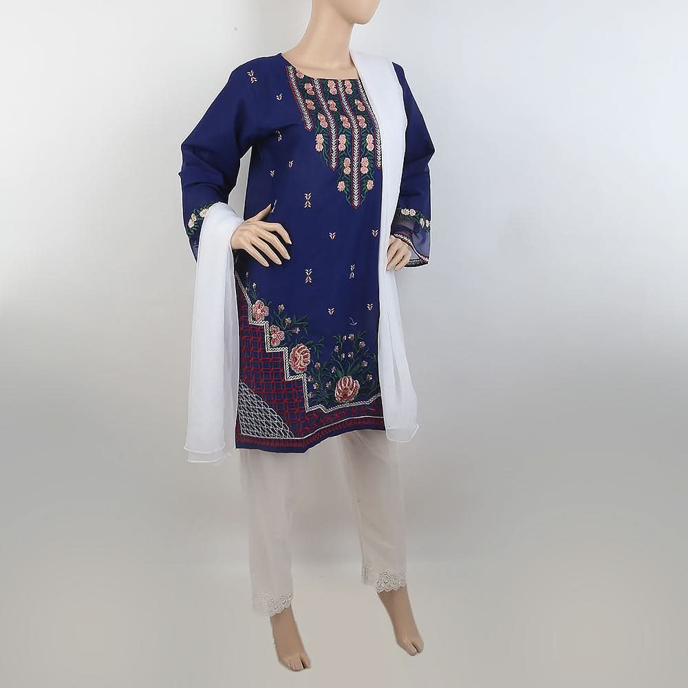 Women's Embroidered 3 Piece Suit - Royal Blue, Women, Shalwar Suits, Chase Value, Chase Value