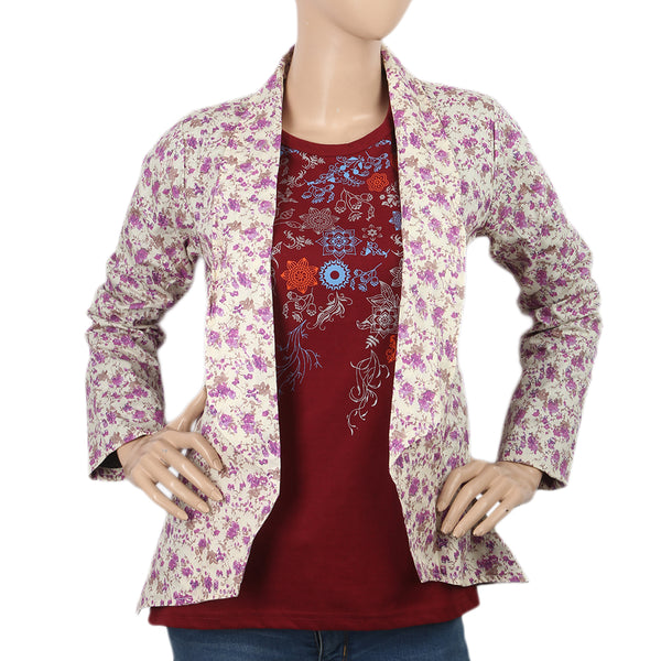 Women's Printed Coat - Fawn Pink, Women, Jackets, Chase Value, Chase Value