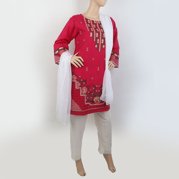 Women's Embroidered 3 Piece Suit - Pink, Women, Shalwar Suits, Chase Value, Chase Value