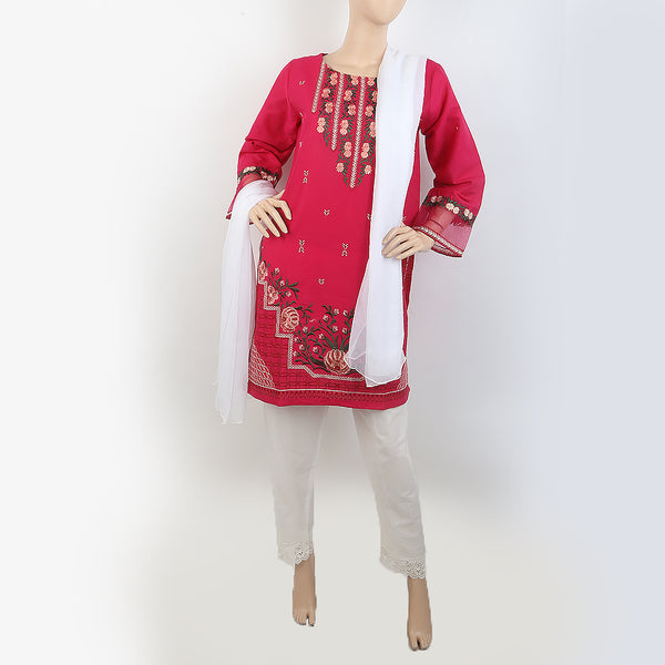 Women's Embroidered 3 Piece Suit - Pink, Women, Shalwar Suits, Chase Value, Chase Value