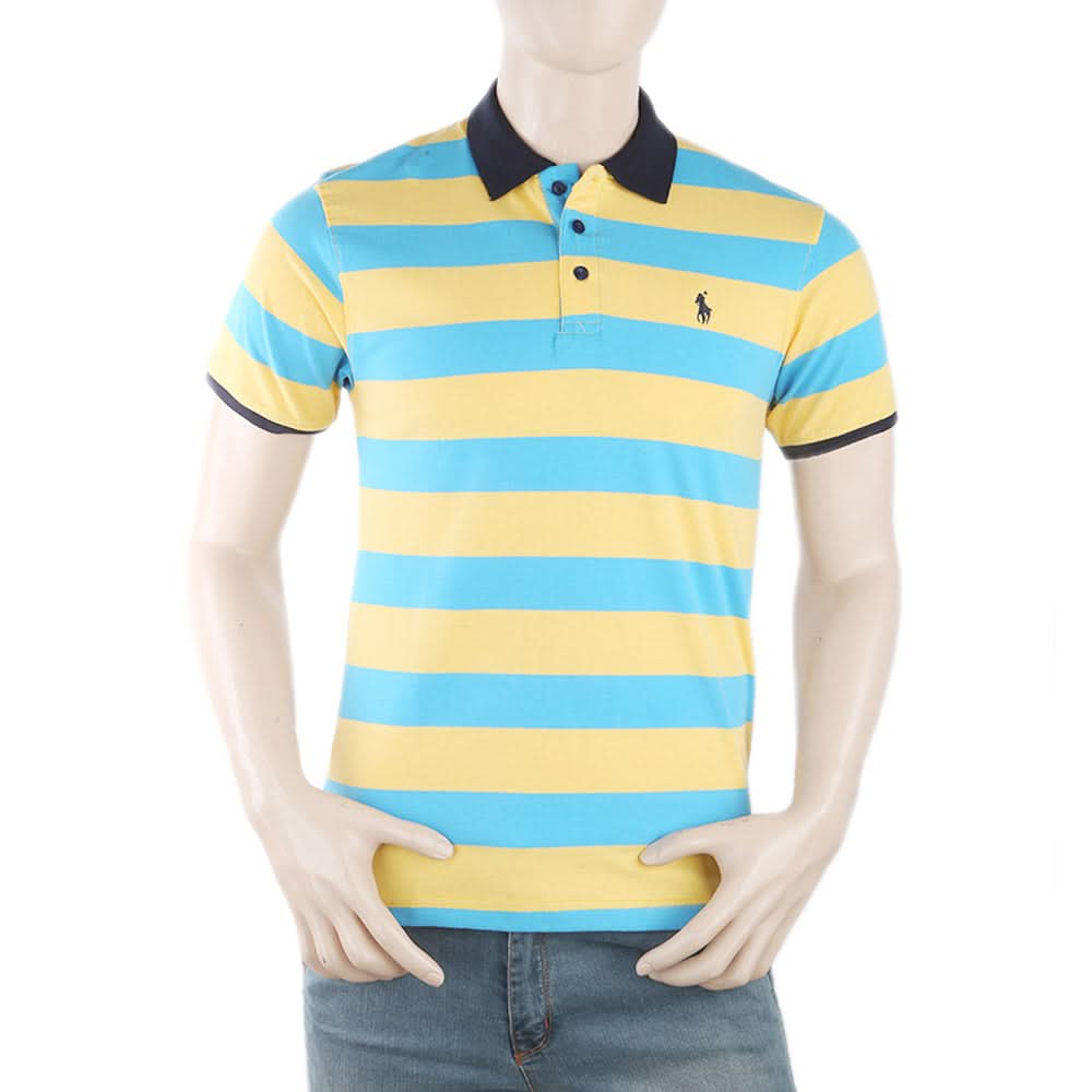 Men's Yarn Dyed Half Sleeves Polo T-Shirt - Yellow, Men, T-Shirts And Polos, Chase Value, Chase Value