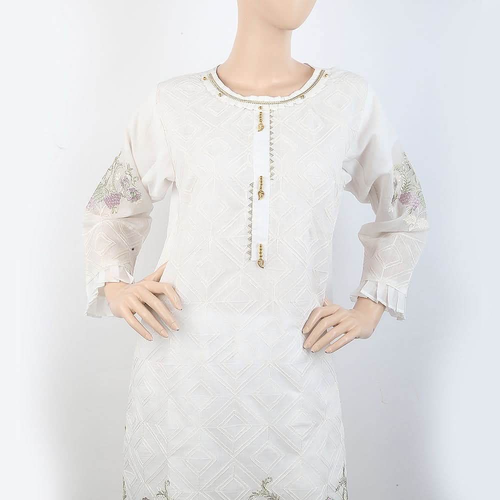 Women's Fancy 3 Piece Suit - White, Women, Shalwar Suits, Chase Value, Chase Value