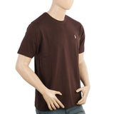 Men's Half Sleeves Round Neck Logo T-Shirt - Dark Brown, Men's T-Shirts & Polos, Chase Value, Chase Value