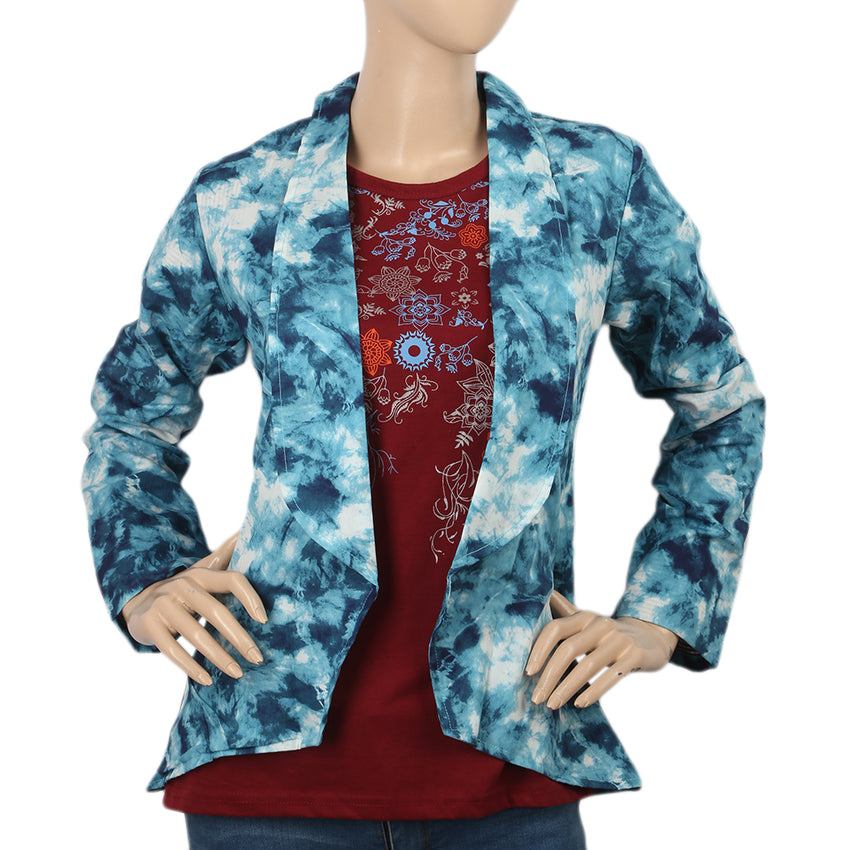 Women's Printed Coat - Sea Green Blue, Women, Jackets, Chase Value, Chase Value