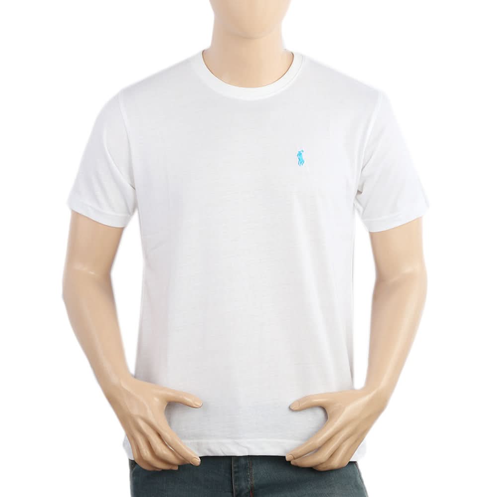 Men's Half Sleeves Round Neck Logo T-Shirt - White, Men's T-Shirts & Polos, Chase Value, Chase Value