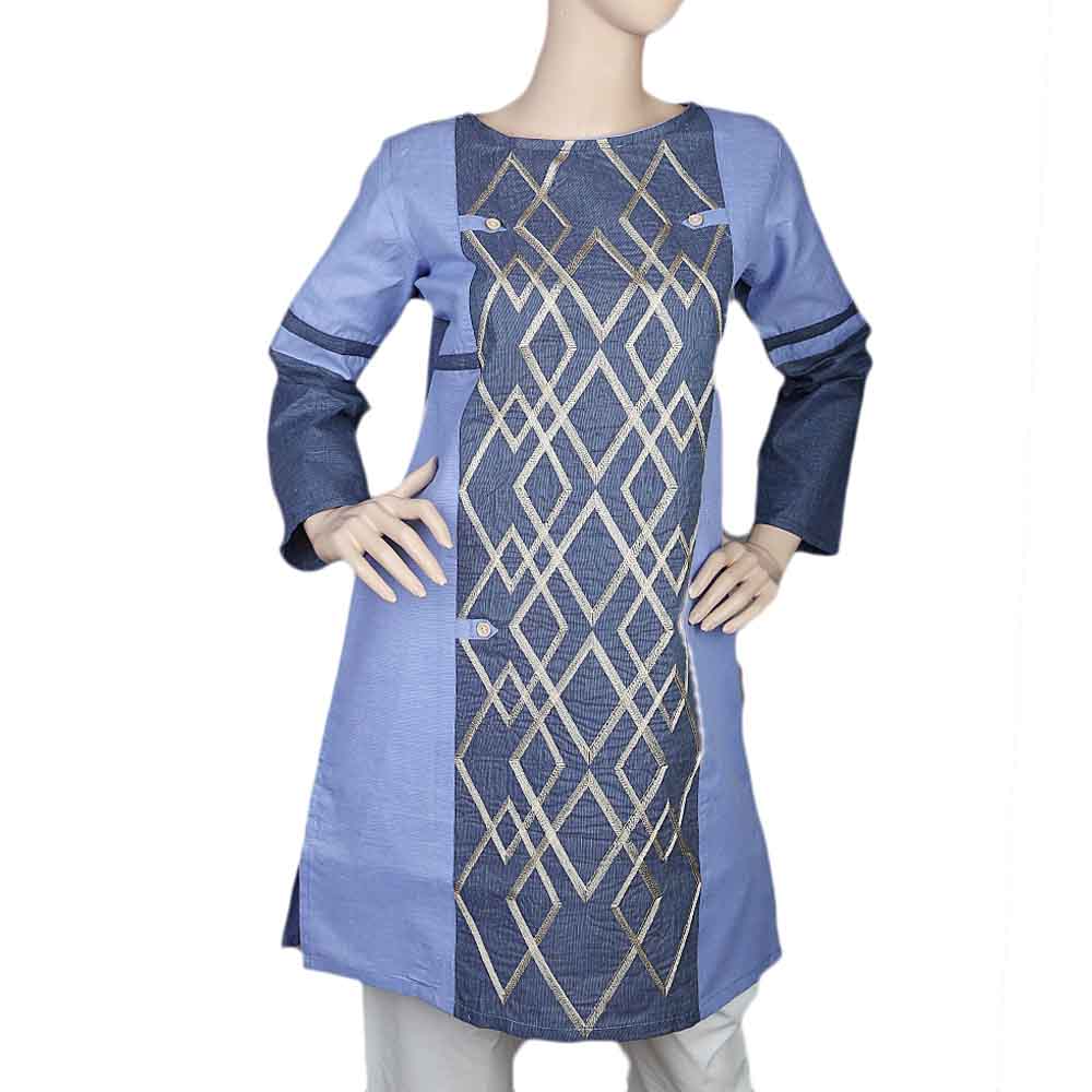 Women's Embroidered Kurti - Blue, Women, Ready Kurtis, Chase Value, Chase Value