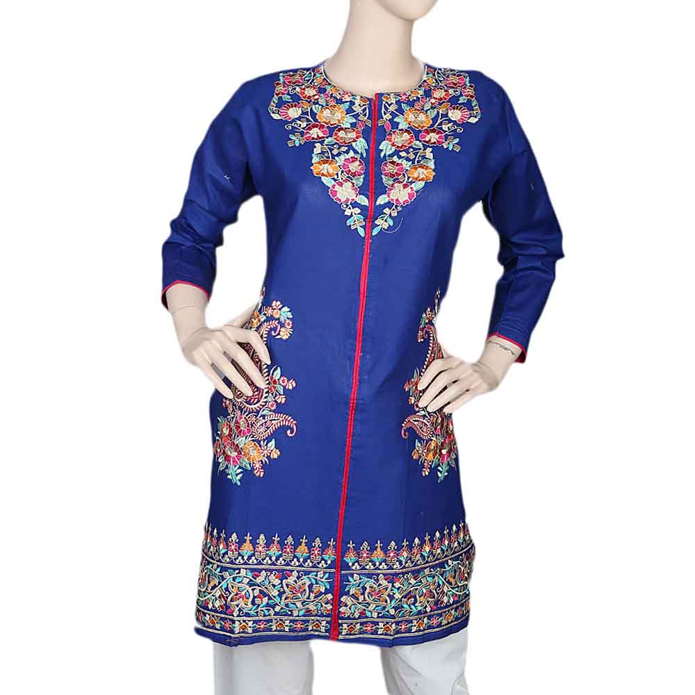 Women's Embroidered Kurti - Royal Blue, Women, Ready Kurtis, Chase Value, Chase Value