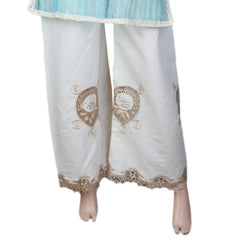 Women's Embroidered Bell Bottom Trouser - White, Women, Pants & Tights, Chase Value, Chase Value