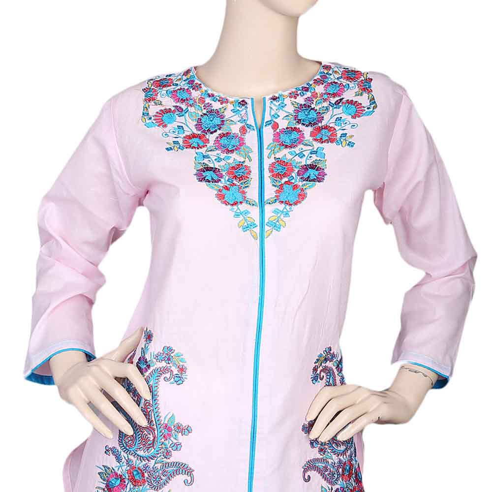 Women's Embroidered Kurti - Light Pink, Women, Ready Kurtis, Chase Value, Chase Value