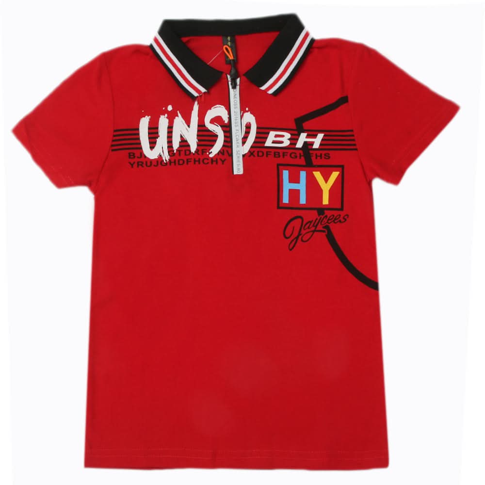 Boys Half Sleeves Polo T-Shirt - Red, Boys T-Shirts, Chase Value, Chase Value