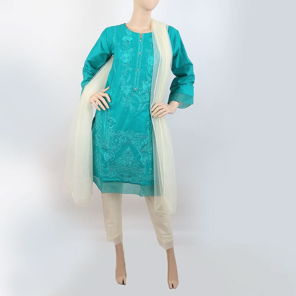 Women's Embroidered 3 Piece Suit - Green, Women, Shalwar Suits, Chase Value, Chase Value