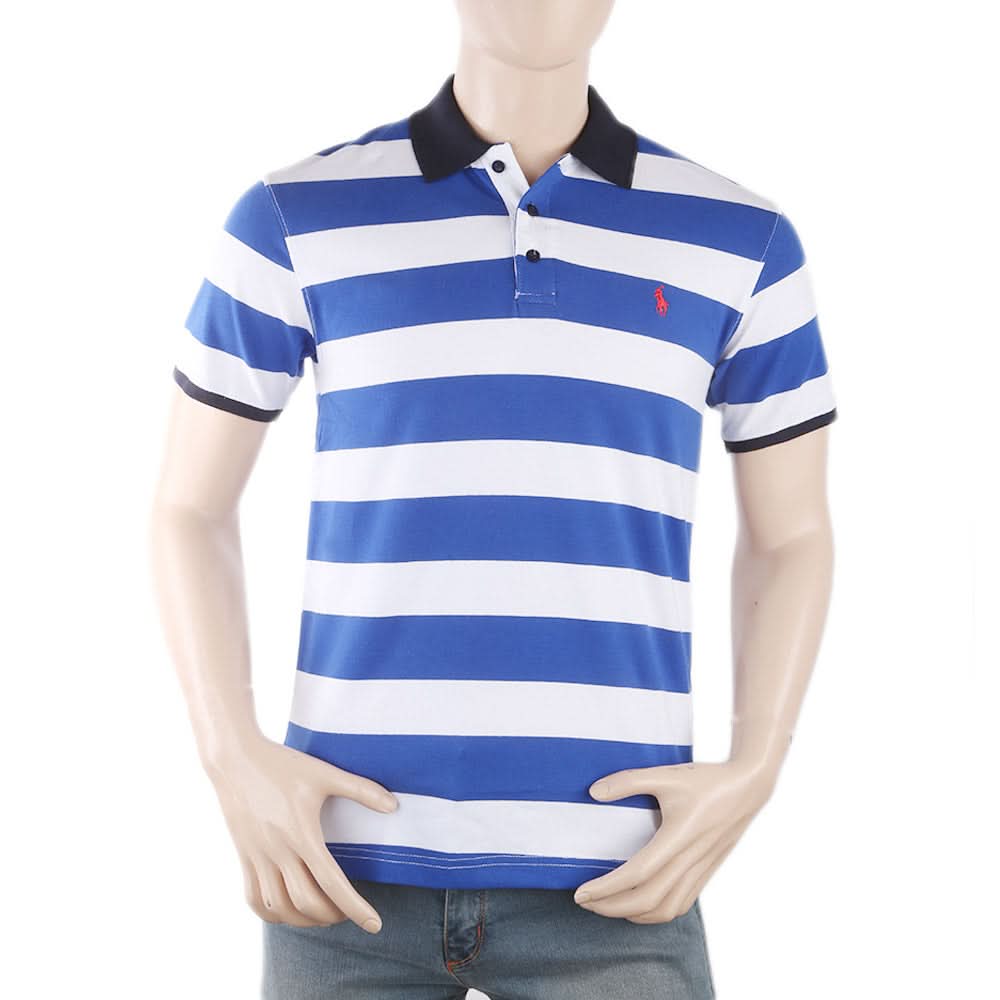 Men's Yarn Dyed Half Sleeves Polo T-Shirt - Royal Blue, Men, T-Shirts And Polos, Chase Value, Chase Value