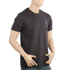 Men's Half Sleeves Round Neck Logo T-Shirt - Grey, Men's T-Shirts & Polos, Chase Value, Chase Value