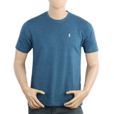 Men's Half Sleeves Round Neck Logo T-Shirt - Steel Blue, Men's T-Shirts & Polos, Chase Value, Chase Value