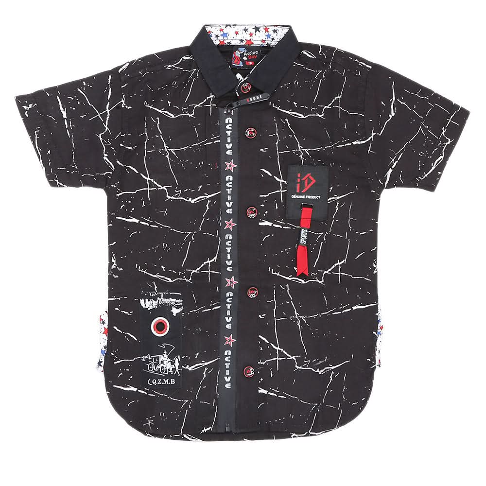 Boys Half Sleeves Casual Shirt - Black, Kids, Boys Shirts, Chase Value, Chase Value