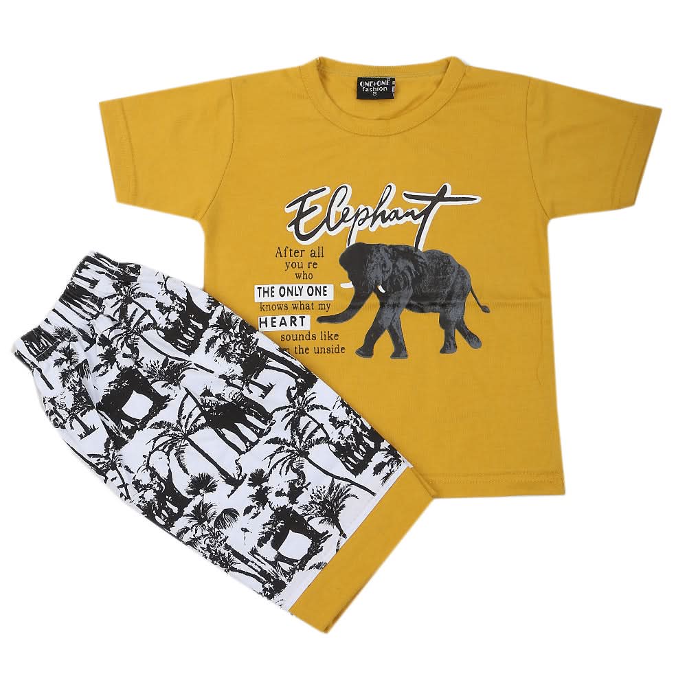 Boys Short Suit - Mustard, Kids, Boys Sets And Suits, Chase Value, Chase Value