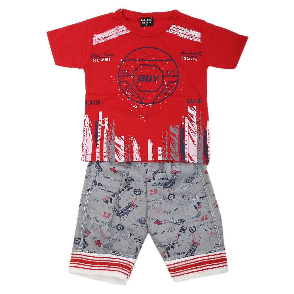 Boys Short Suit - Red, Kids, Boys Sets And Suits, Chase Value, Chase Value