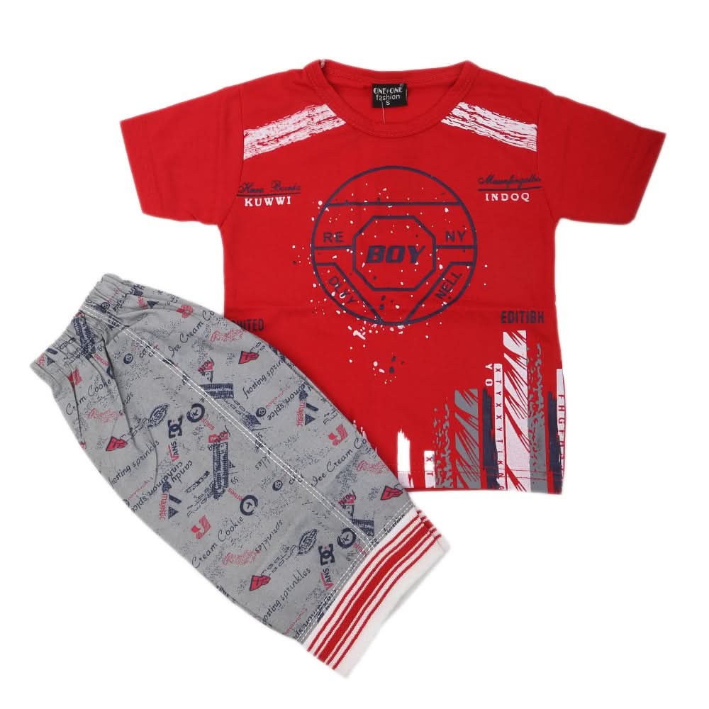 Boys Short Suit - Red, Kids, Boys Sets And Suits, Chase Value, Chase Value