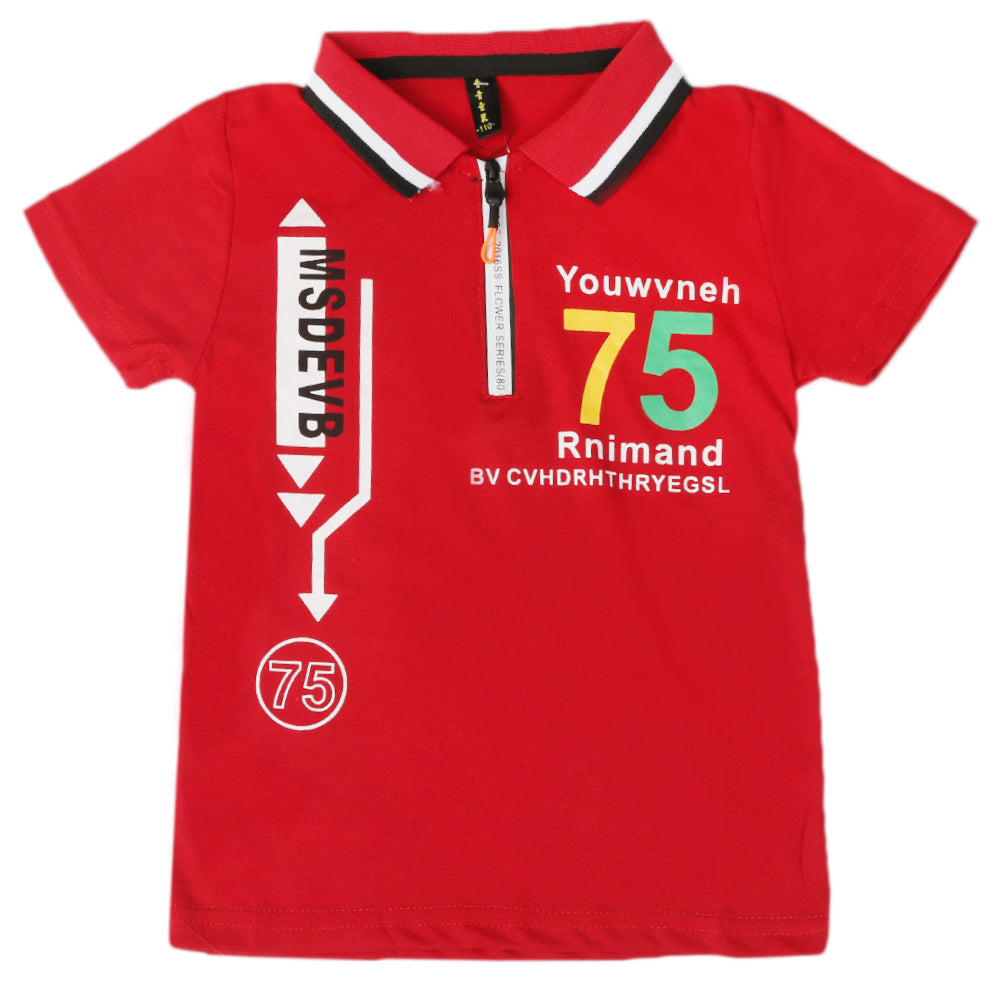 Boys Half Sleeves Polo T-Shirt - Red, Boys T-Shirts, Chase Value, Chase Value