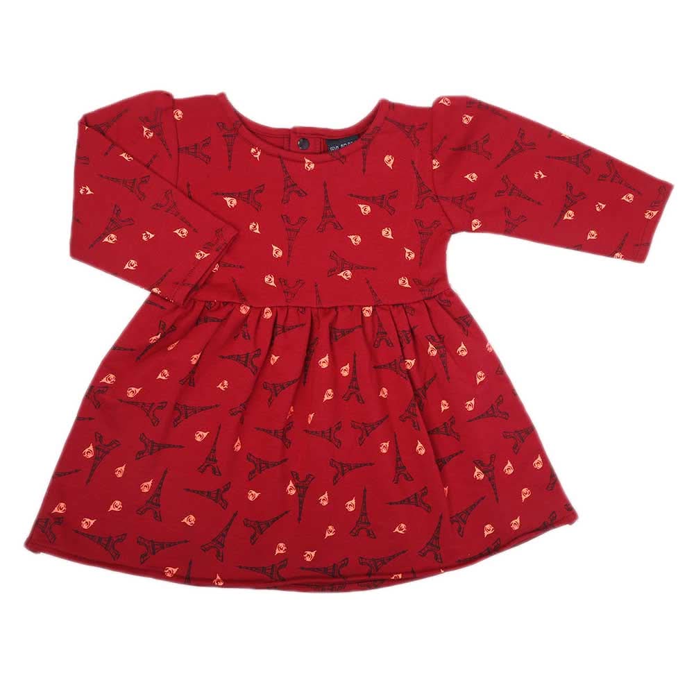 Girls Full Sleeves Frock - Maroon, Girls Frocks, Chase Value, Chase Value