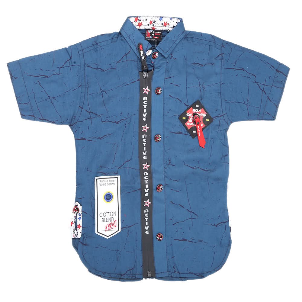 Boys Half Sleeves Casual Shirt - Blue, Kids, Boys Shirts, Chase Value, Chase Value
