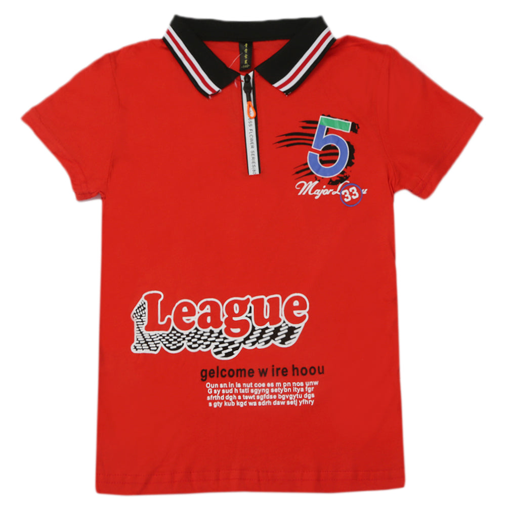 Boys Half Sleeves Polo T-Shirt - Red, Boys T-Shirts, Chase Value, Chase Value