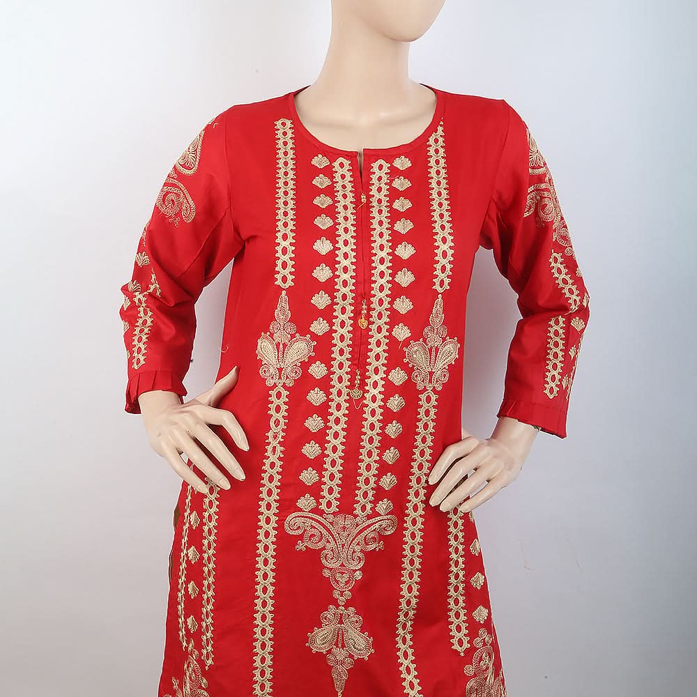 Women's Embroidered 3 Piece Suit - Red, Women, Shalwar Suits, Chase Value, Chase Value