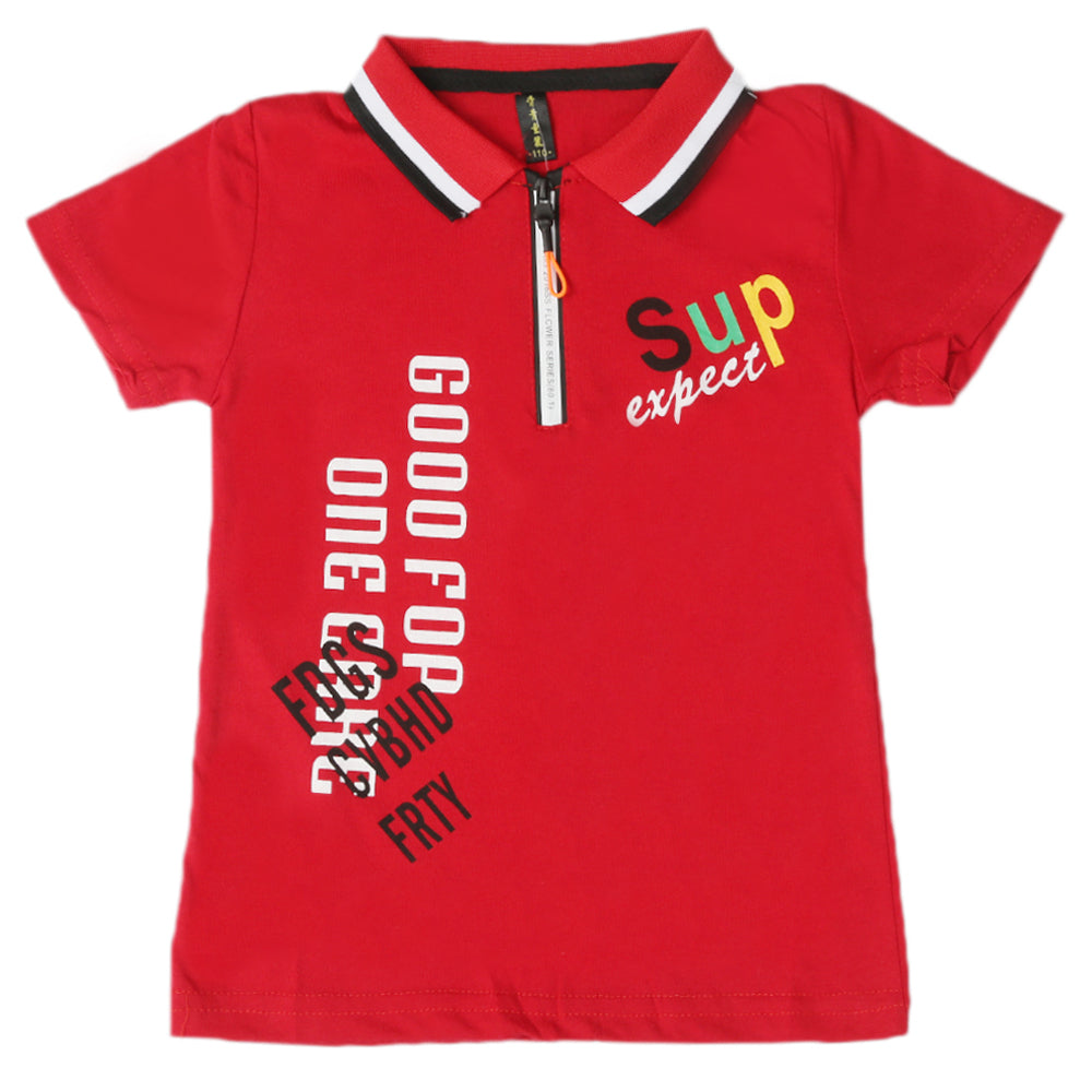 Boys Half Sleeves Polo T-Shirt - Red, Boys T-Shirts, Chase Value, Chase Value