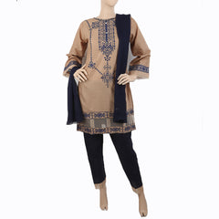 Women's Embroidered 3 Piece Suit - Beige, Women, Shalwar Suits, Chase Value, Chase Value