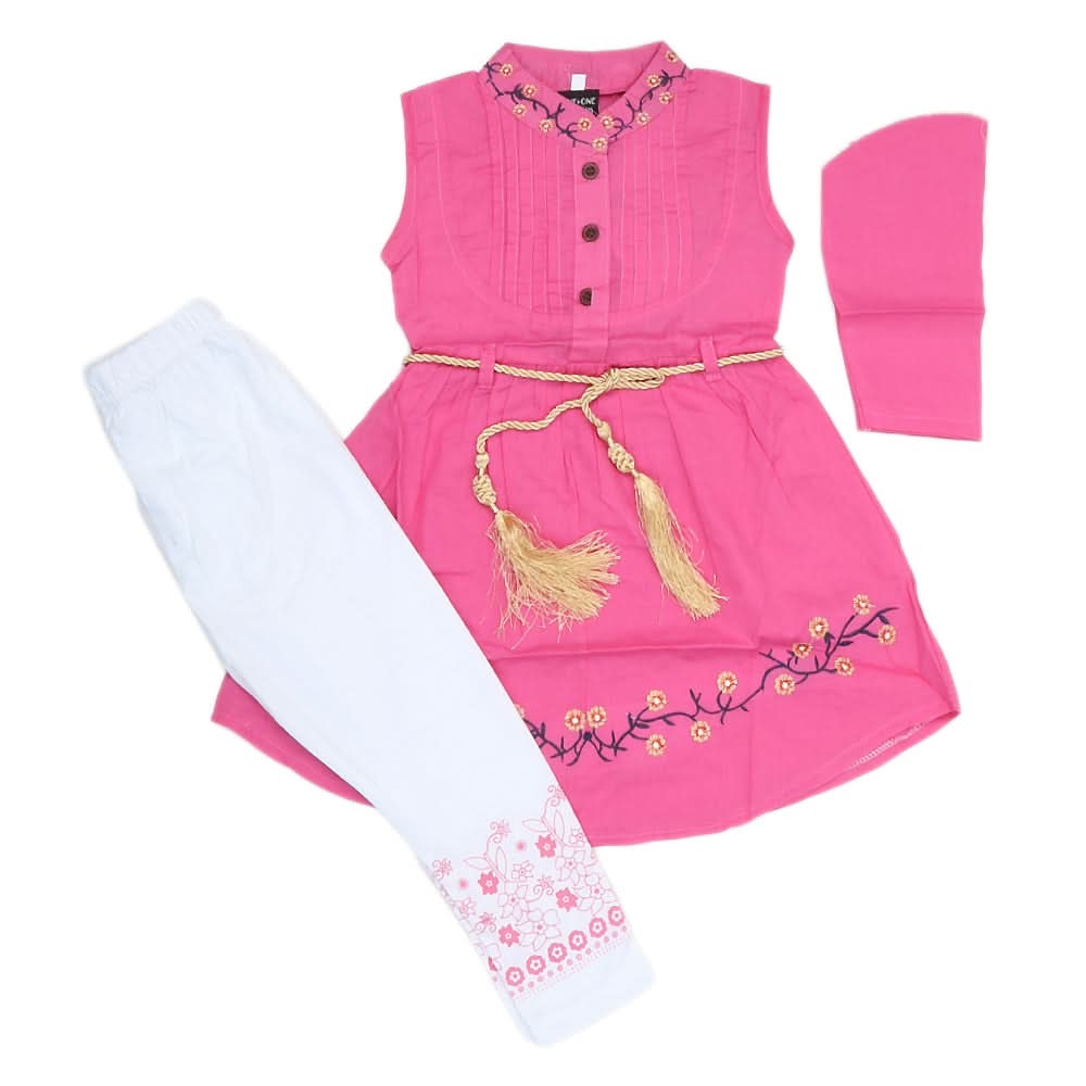 Girls Half Sleeves Suit 277 - Pink, Kids, Girls Sets And Suits, Chase Value, Chase Value