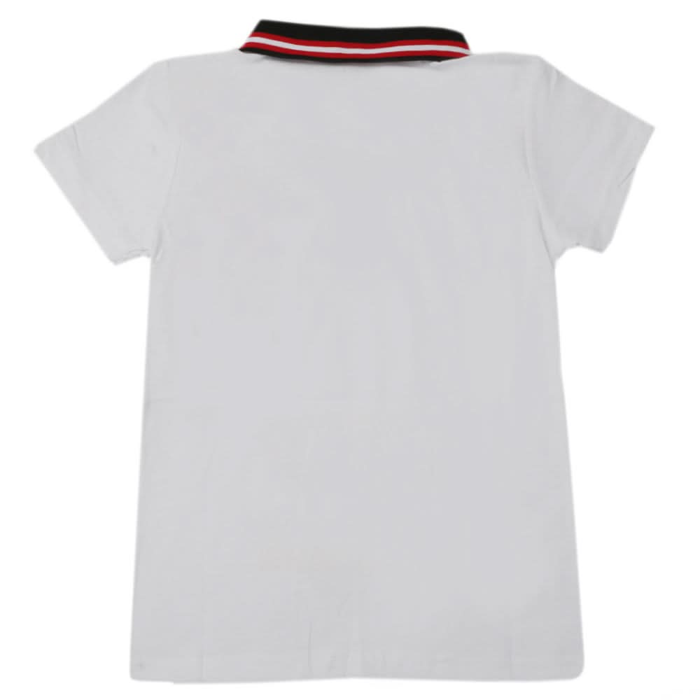 Boys Half Sleeves Polo T-Shirt - White, Boys T-Shirts, Chase Value, Chase Value