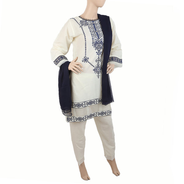 Women's Embroidered 3 Piece Suit - Fawn, Women, Shalwar Suits, Chase Value, Chase Value