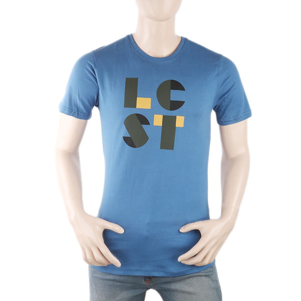 Men's Round Neck Half Sleeves T-Shirt - Blue, Men, T-Shirts And Polos, Chase Value, Chase Value