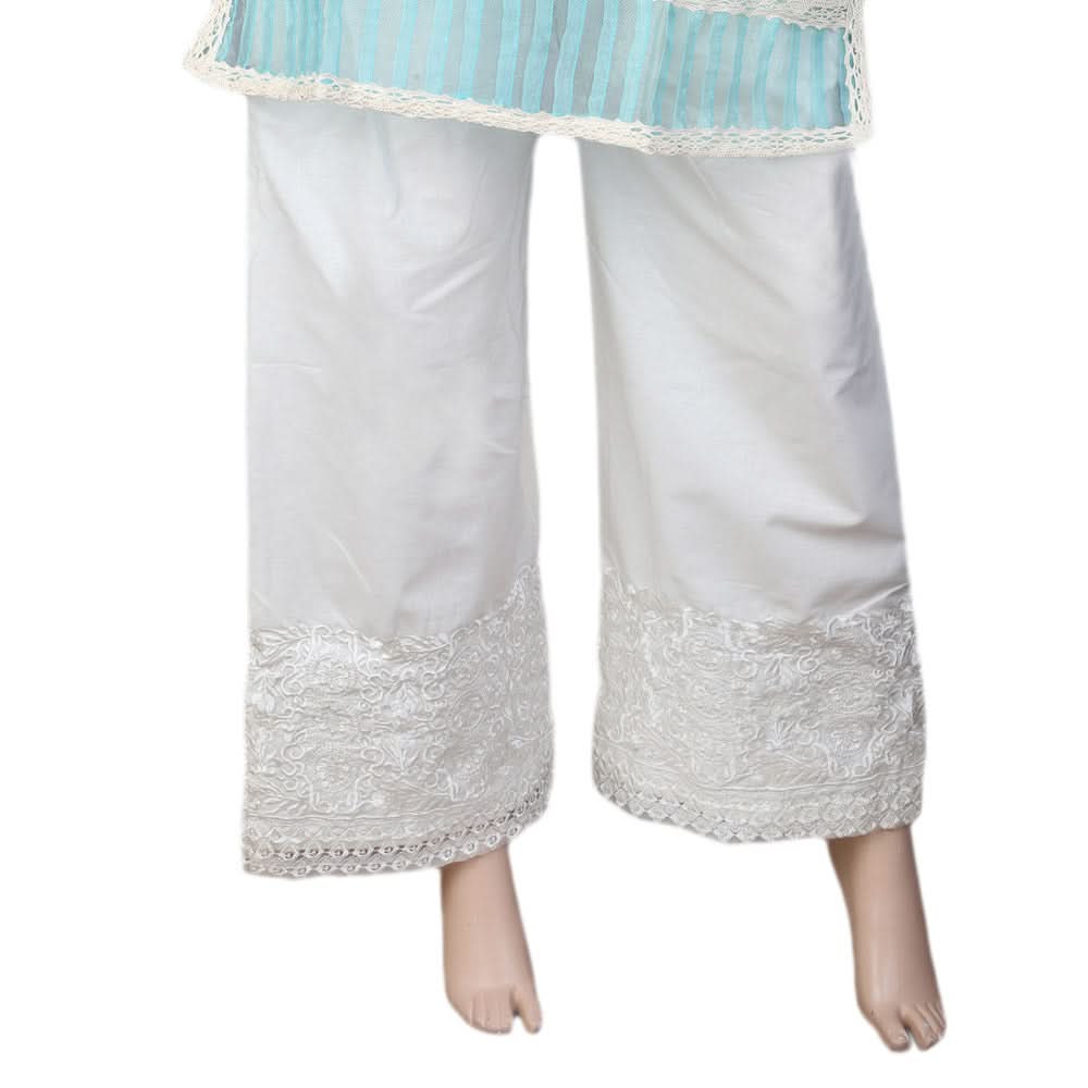 Women's Bell Bottom Embroidered Trouser - White, Women, Pants & Tights, Chase Value, Chase Value